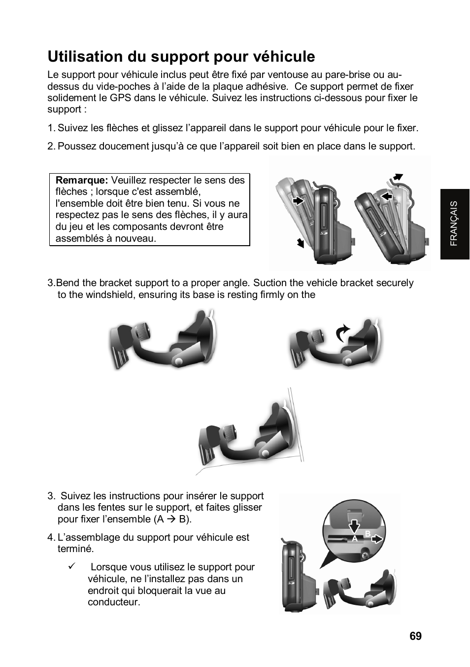 Utilisation du support pour véhicule | JVC KV-PX501 User Manual | Page 69 / 219