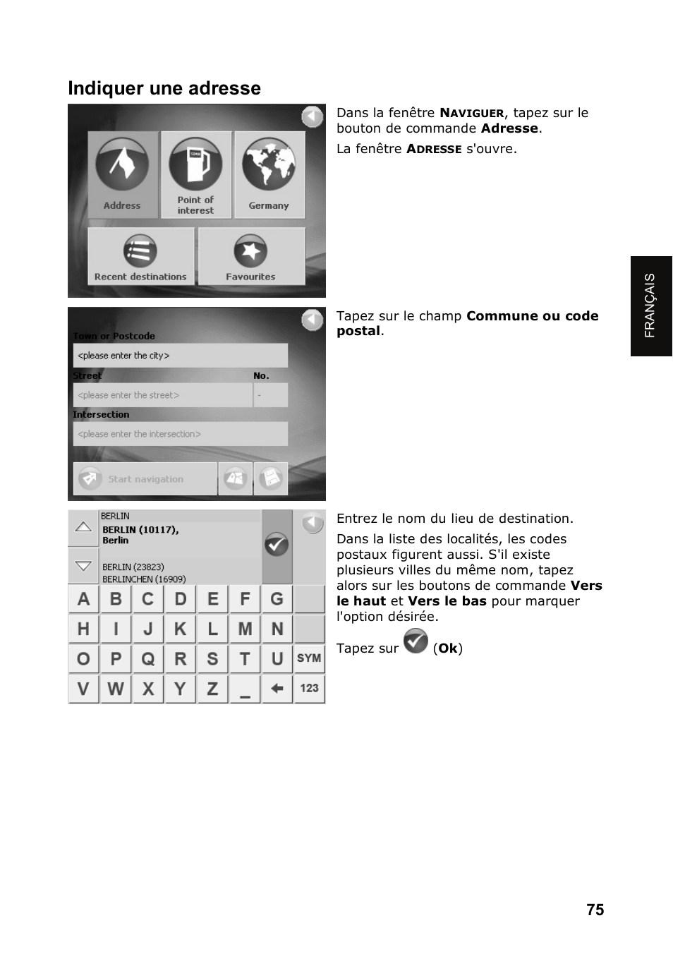 Indiquer une adresse | JVC KV-PX501 User Manual | Page 75 / 219