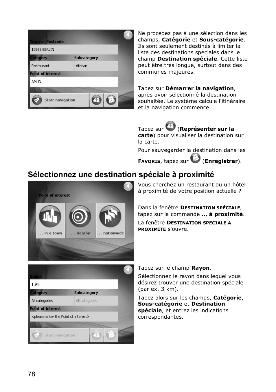 Sélectionnez une destination spéciale à proximité | JVC KV-PX501 User Manual | Page 78 / 219