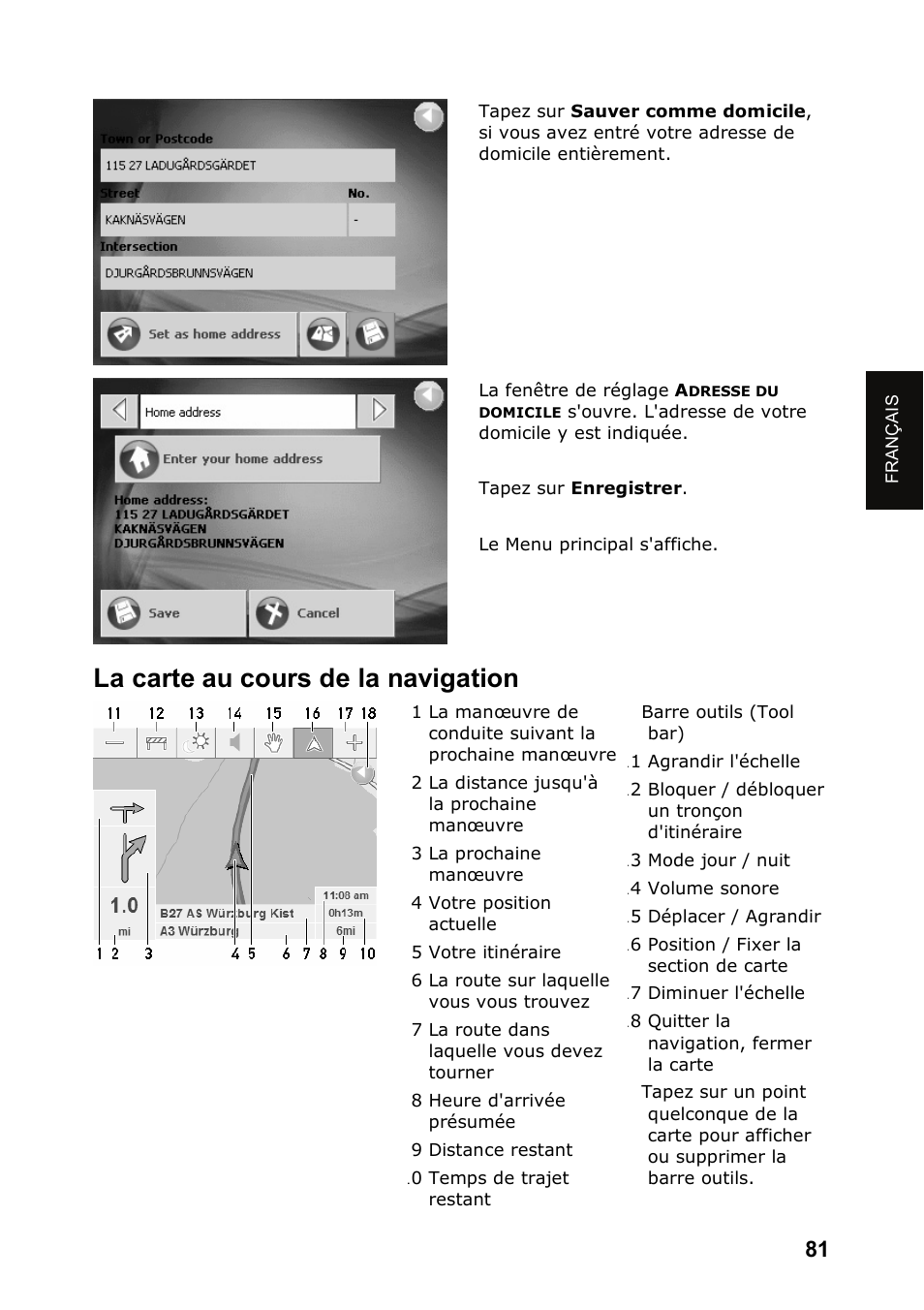 La carte au cours de la navigation | JVC KV-PX501 User Manual | Page 81 / 219