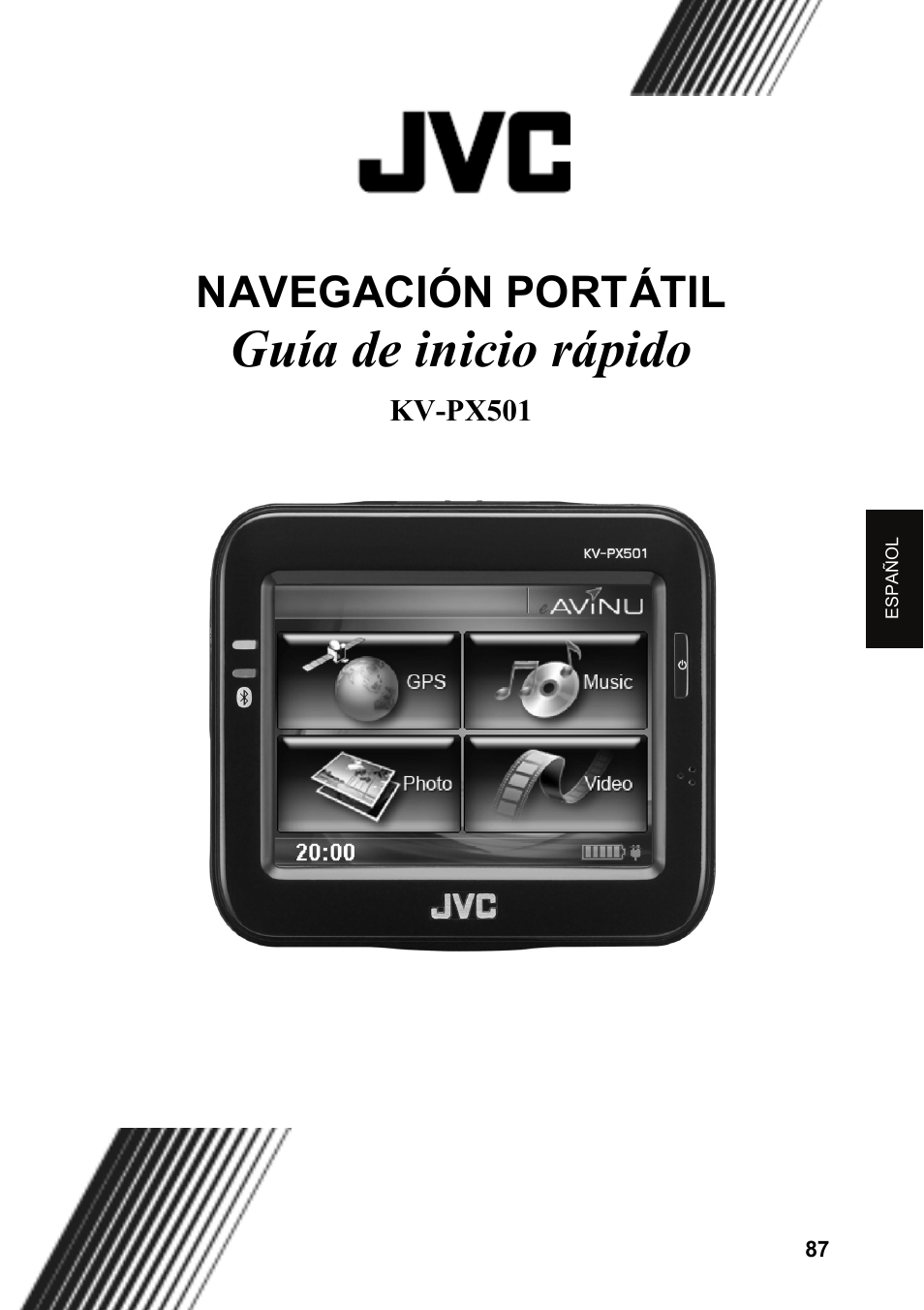 Guía de inicio rápido, Navegación portátil | JVC KV-PX501 User Manual | Page 87 / 219
