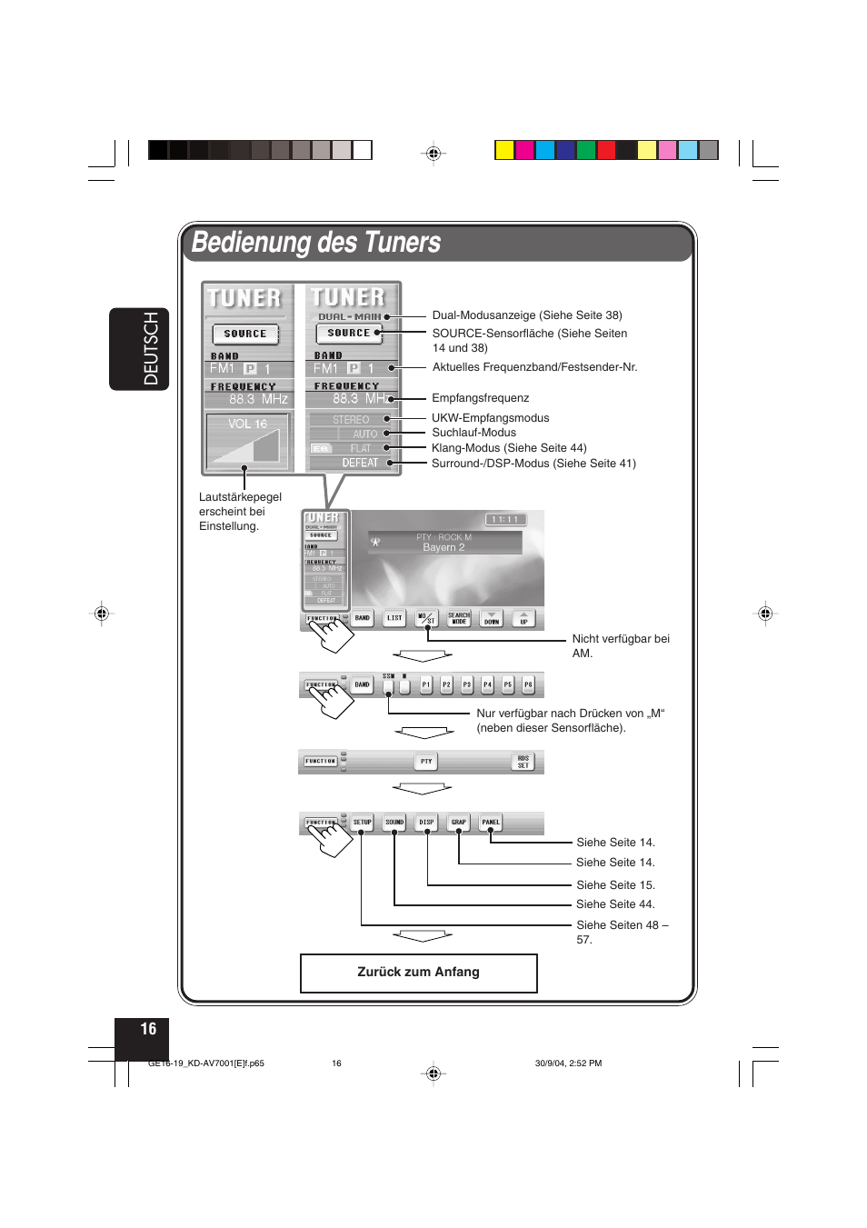 Bedienung des tuners, Deutsch | JVC KD-AV7001 User Manual | Page 106 / 363