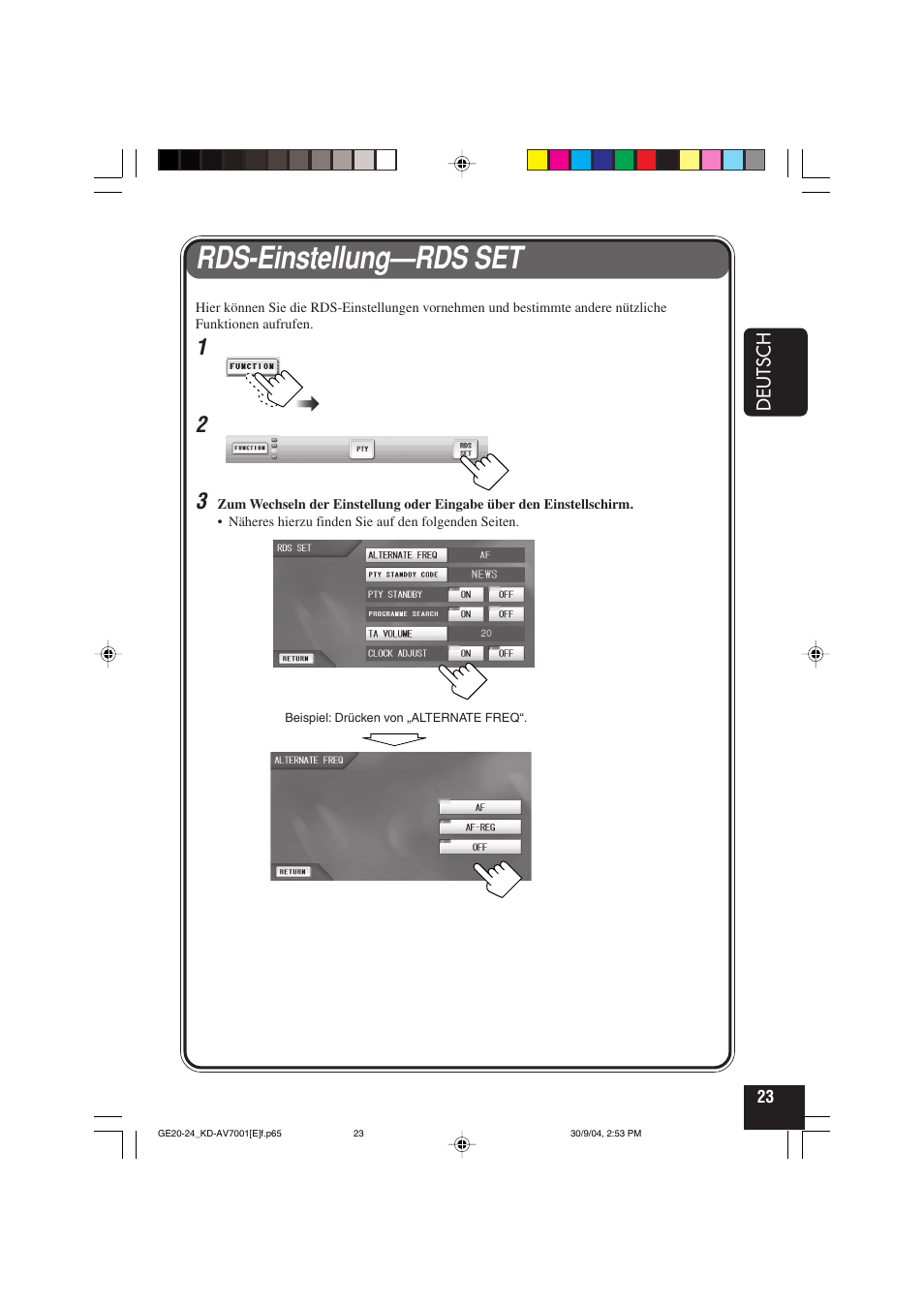 Rds-einstellung—rds set | JVC KD-AV7001 User Manual | Page 113 / 363