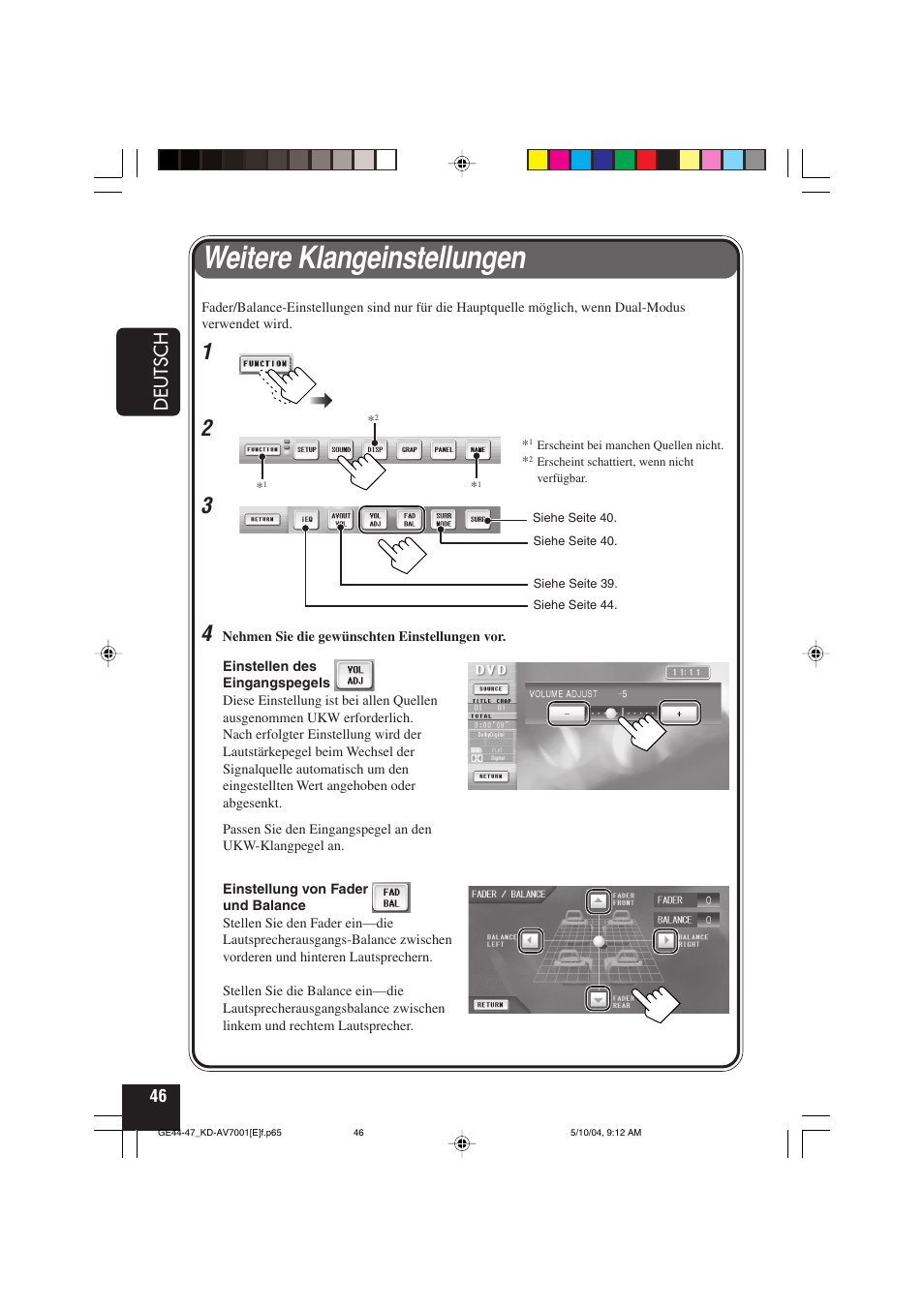 Weitere klangeinstellungen, Deutsch | JVC KD-AV7001 User Manual | Page 136 / 363