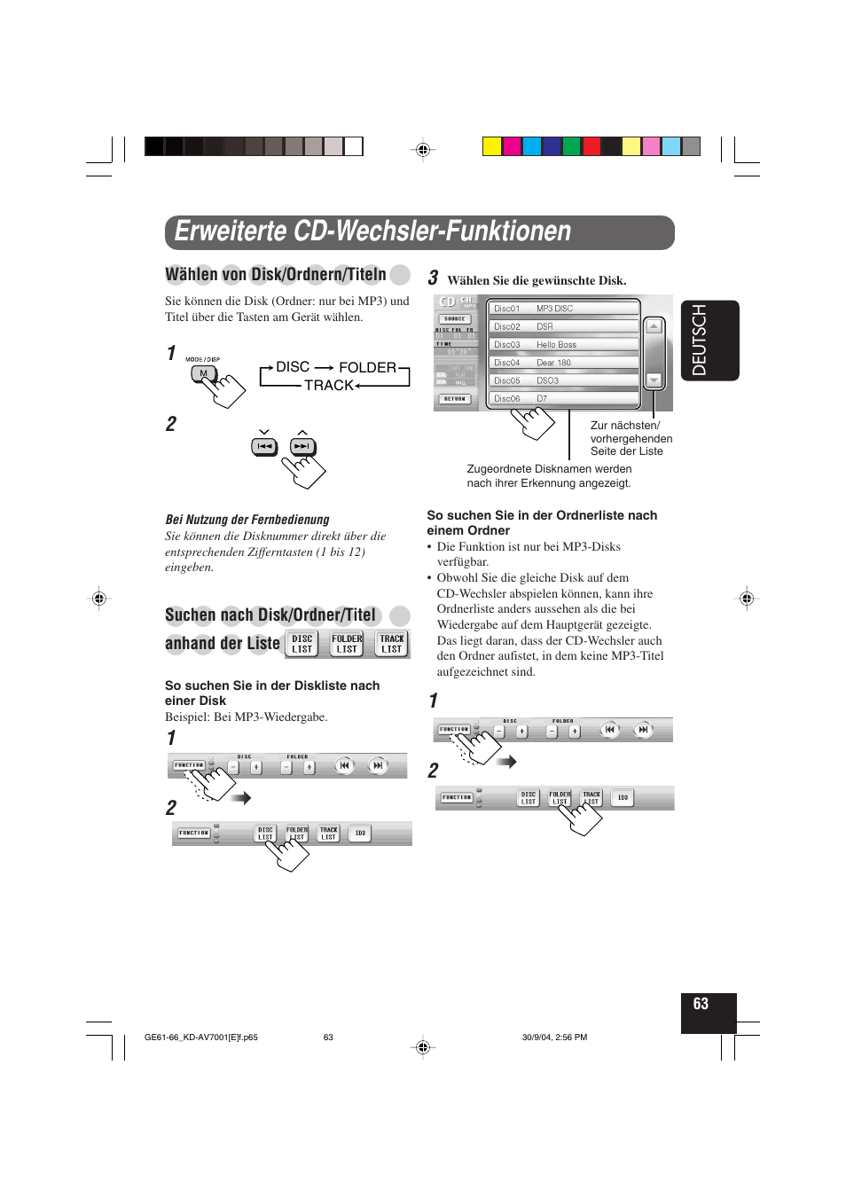 Erweiterte cd-wechsler-funktionen | JVC KD-AV7001 User Manual | Page 153 / 363