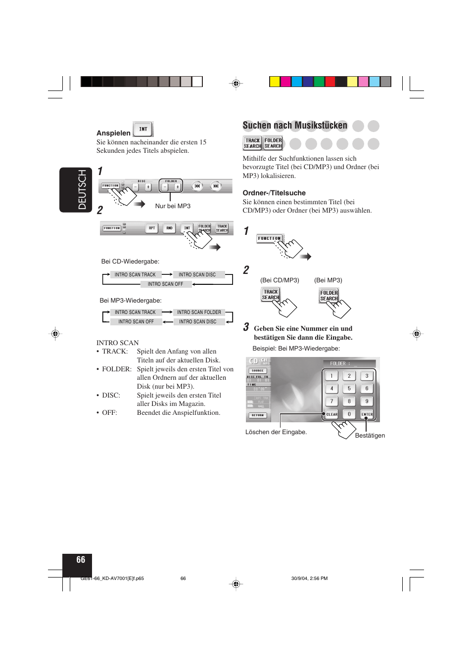 Deutsch, Suchen nach musikstücken | JVC KD-AV7001 User Manual | Page 156 / 363