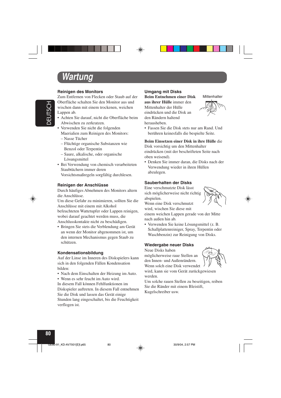 Wartung, Deutsch | JVC KD-AV7001 User Manual | Page 170 / 363