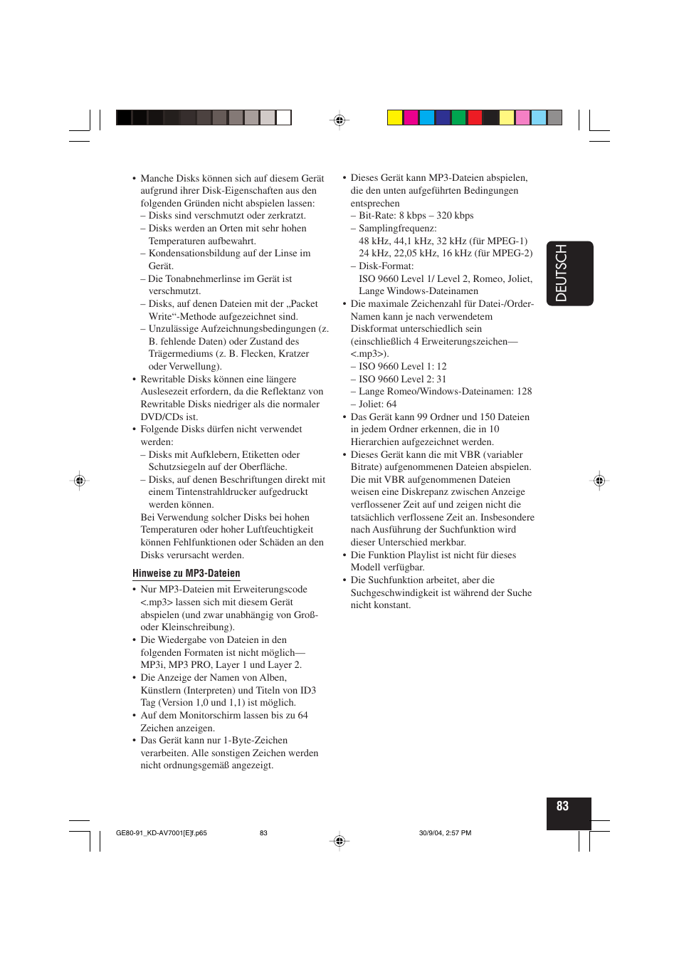 Deutsch | JVC KD-AV7001 User Manual | Page 173 / 363