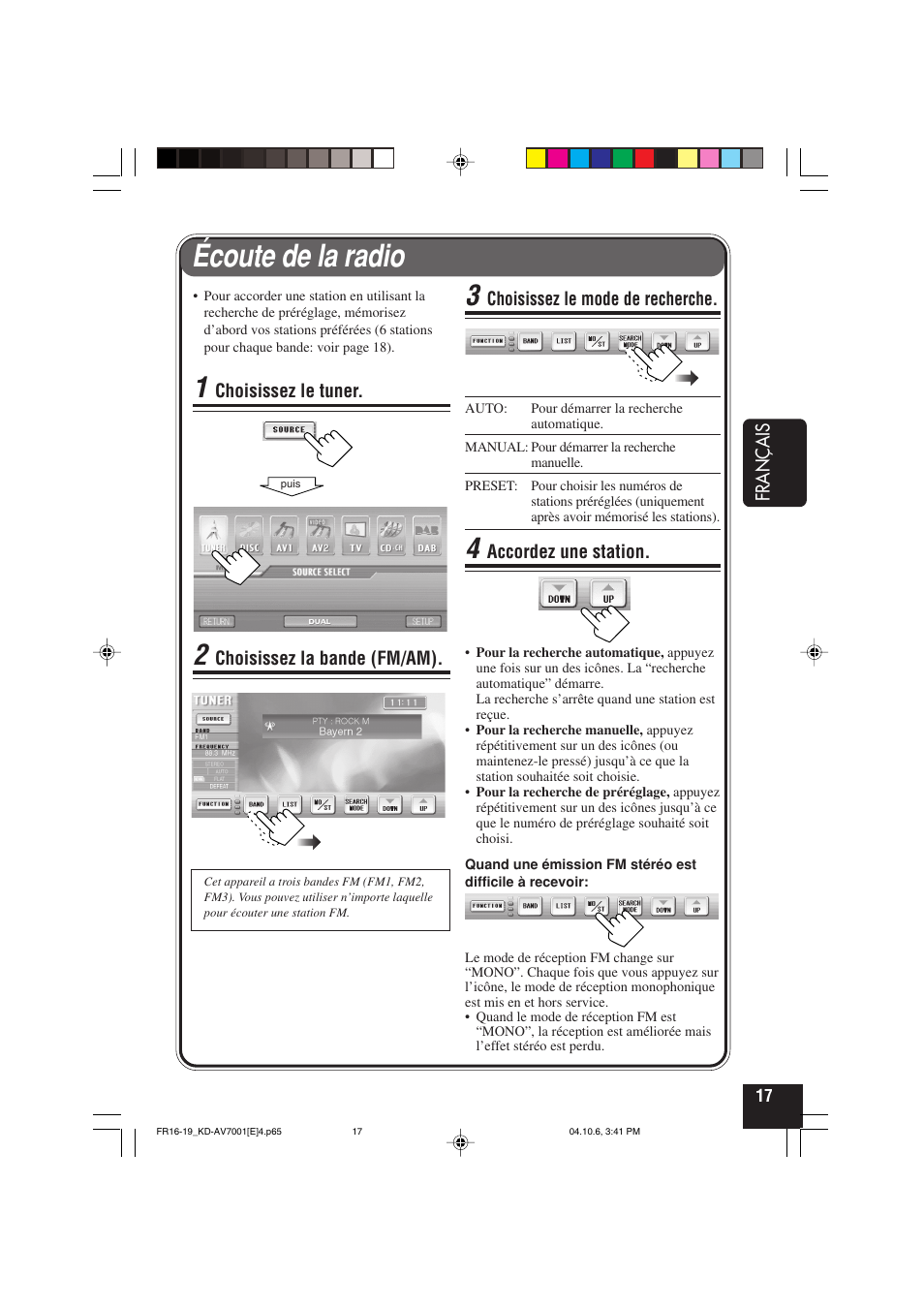 Écoute de la radio | JVC KD-AV7001 User Manual | Page 197 / 363