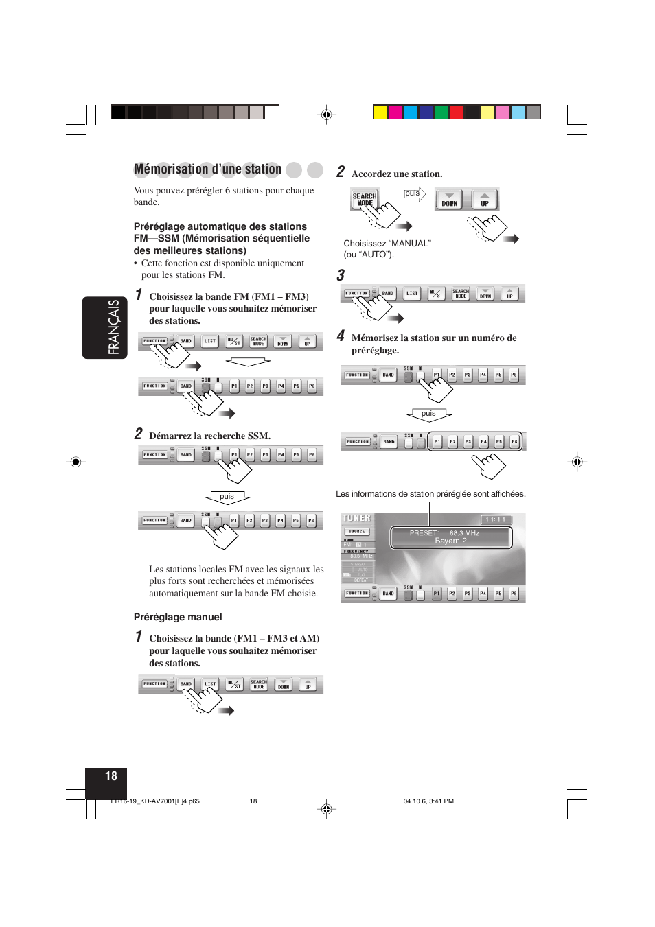 Français, Mémorisation d’une station | JVC KD-AV7001 User Manual | Page 198 / 363