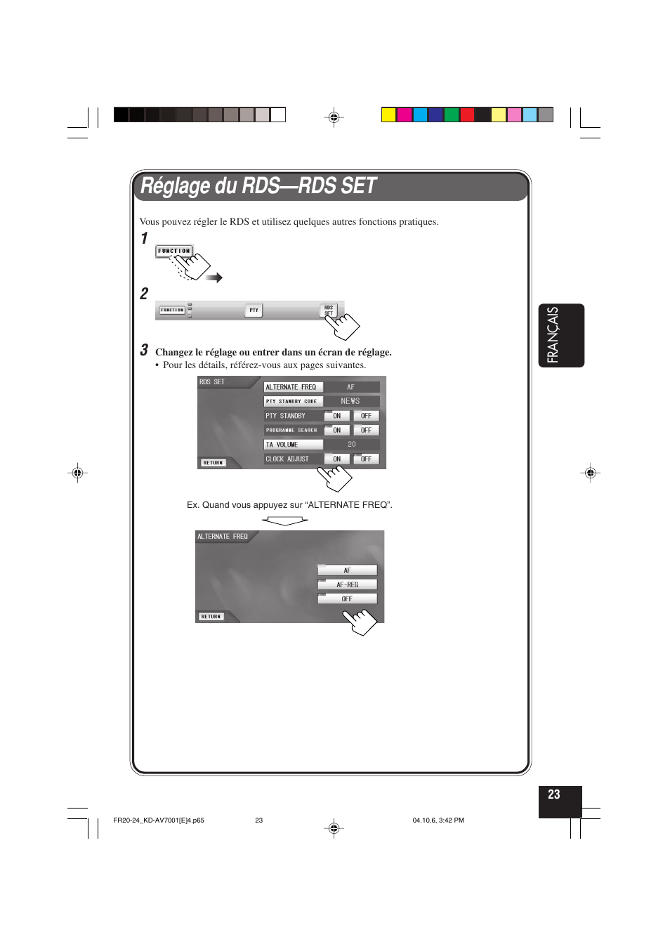 Réglage du rds—rds set | JVC KD-AV7001 User Manual | Page 203 / 363