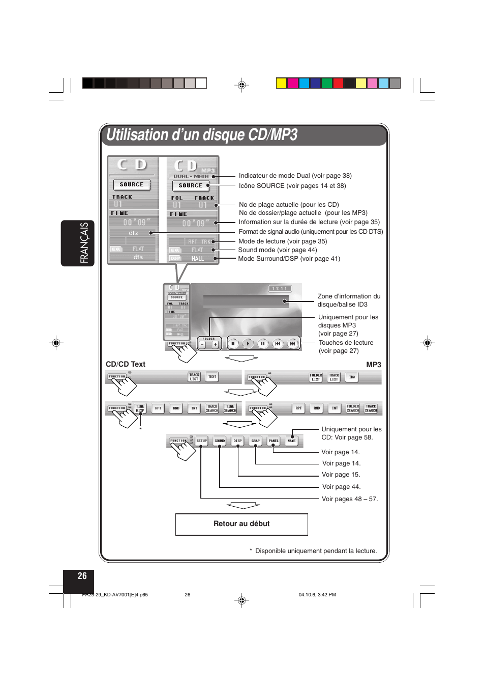 Utilisation d’un disque cd/mp3, Français | JVC KD-AV7001 User Manual | Page 206 / 363