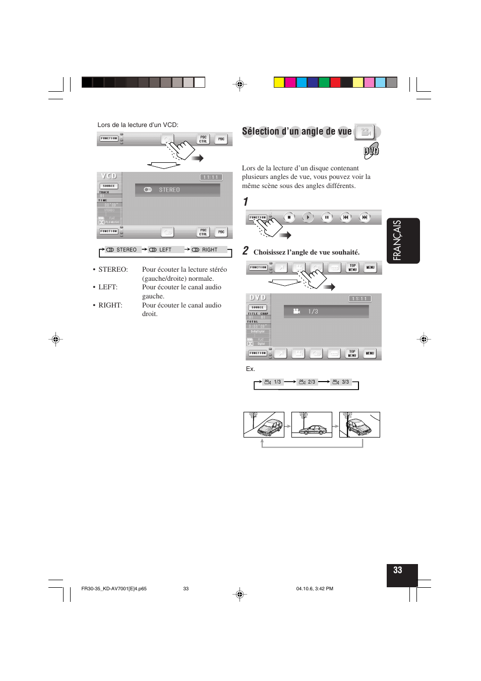 Français, Sélection d’un angle de vue | JVC KD-AV7001 User Manual | Page 213 / 363