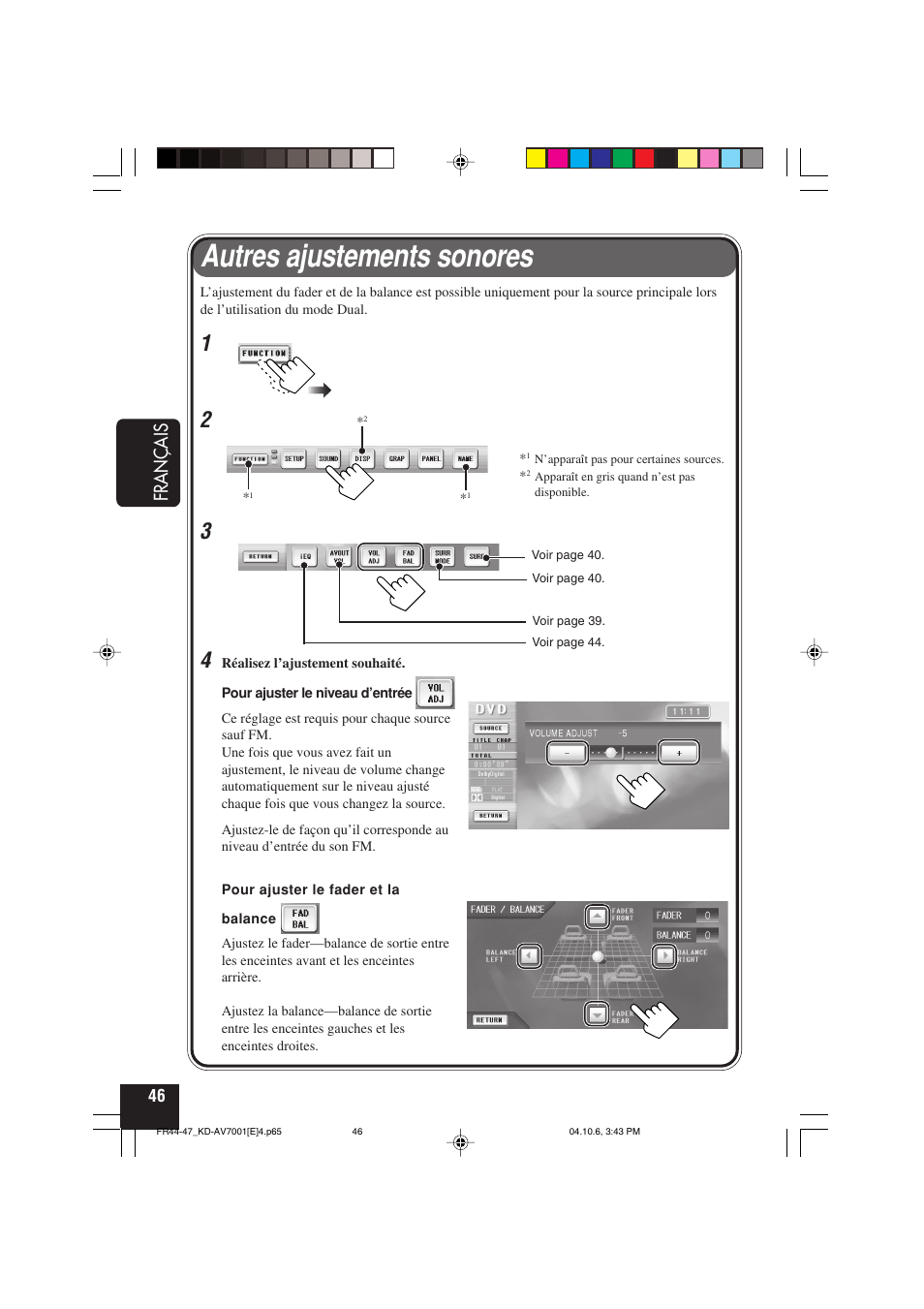 Autres ajustements sonores, Français | JVC KD-AV7001 User Manual | Page 226 / 363