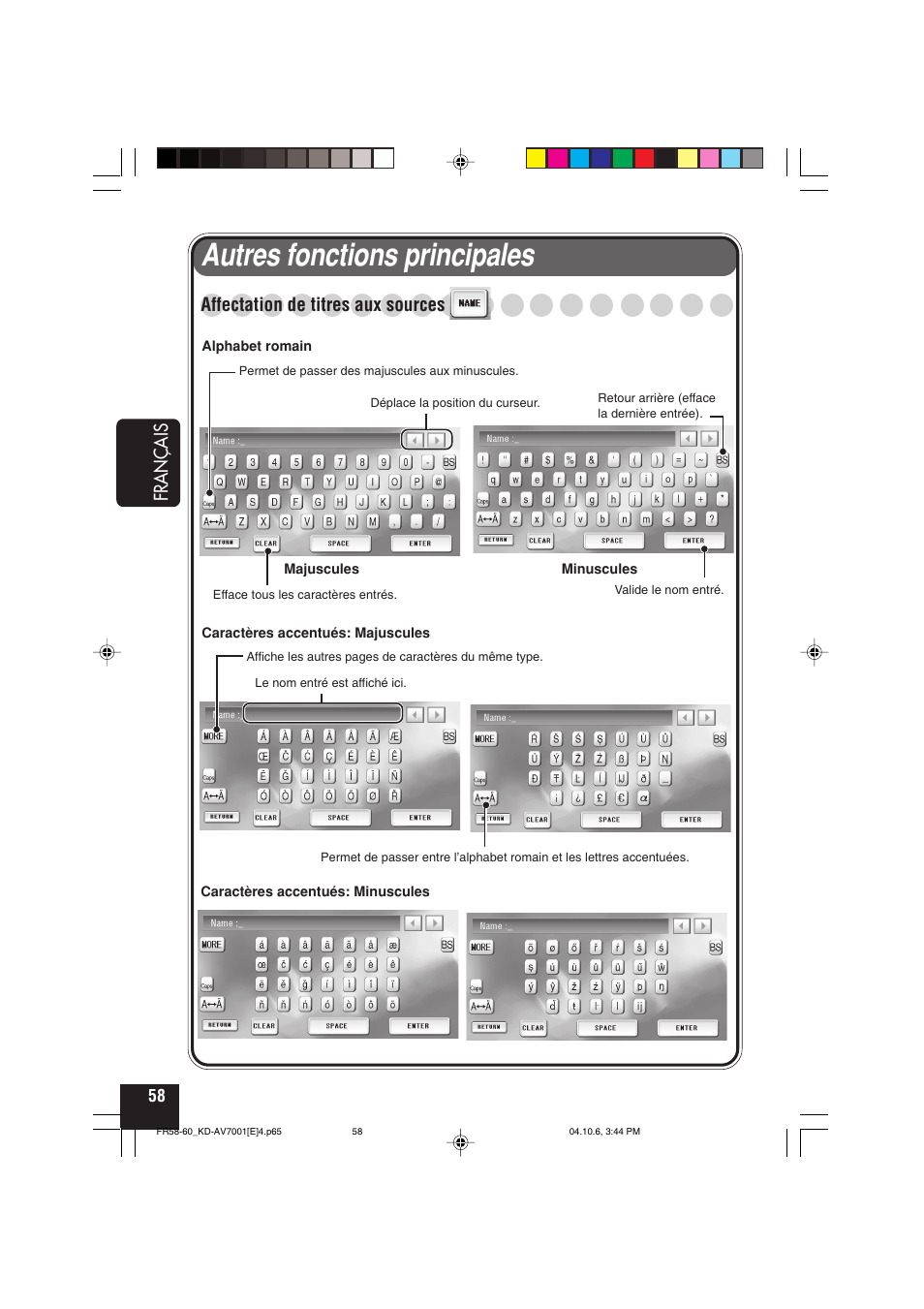 Autres fonctions principales, Français, Affectation de titres aux sources | JVC KD-AV7001 User Manual | Page 238 / 363