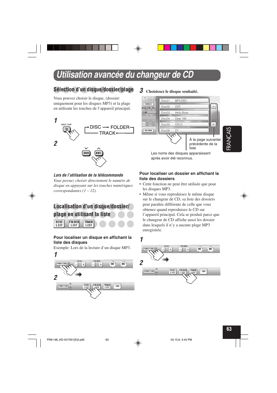 Utilisation avancée du changeur de cd | JVC KD-AV7001 User Manual | Page 243 / 363