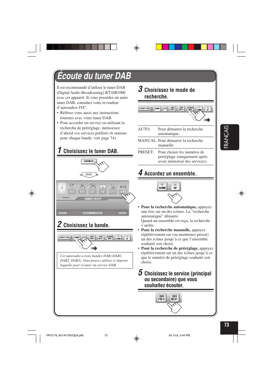 Écoute du tuner dab | JVC KD-AV7001 User Manual | Page 253 / 363
