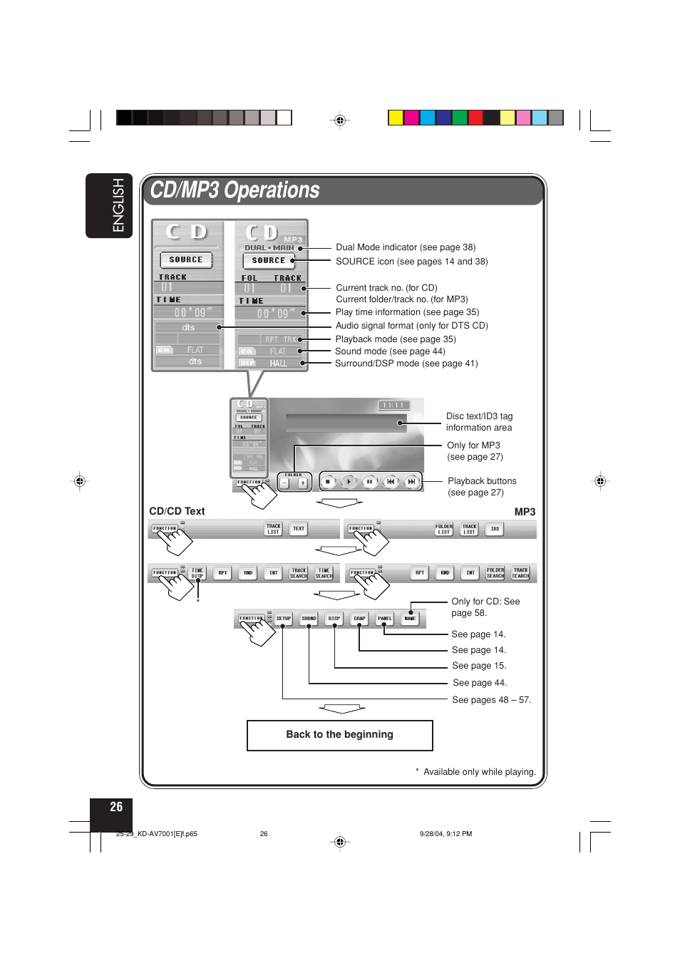 Cd/mp3 operations, English | JVC KD-AV7001 User Manual | Page 26 / 363