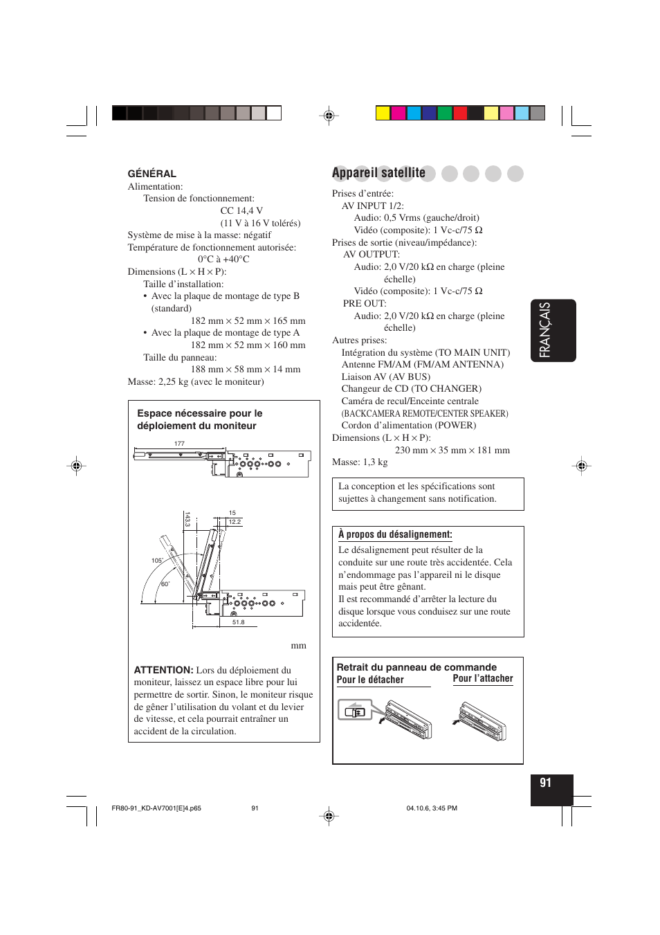 Français, Appareil satellite | JVC KD-AV7001 User Manual | Page 271 / 363