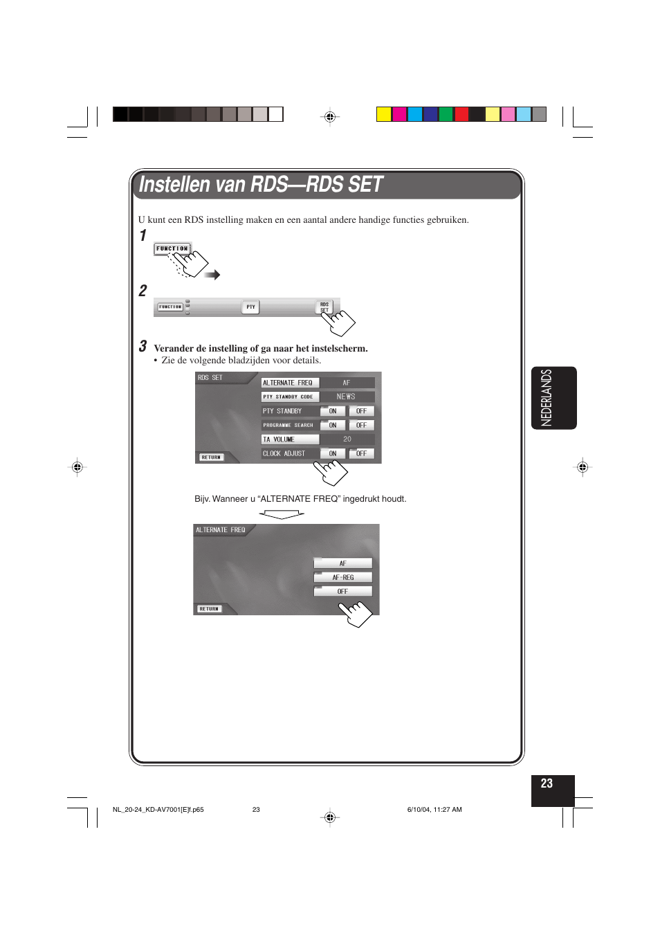 Instellen van rds—rds set | JVC KD-AV7001 User Manual | Page 293 / 363