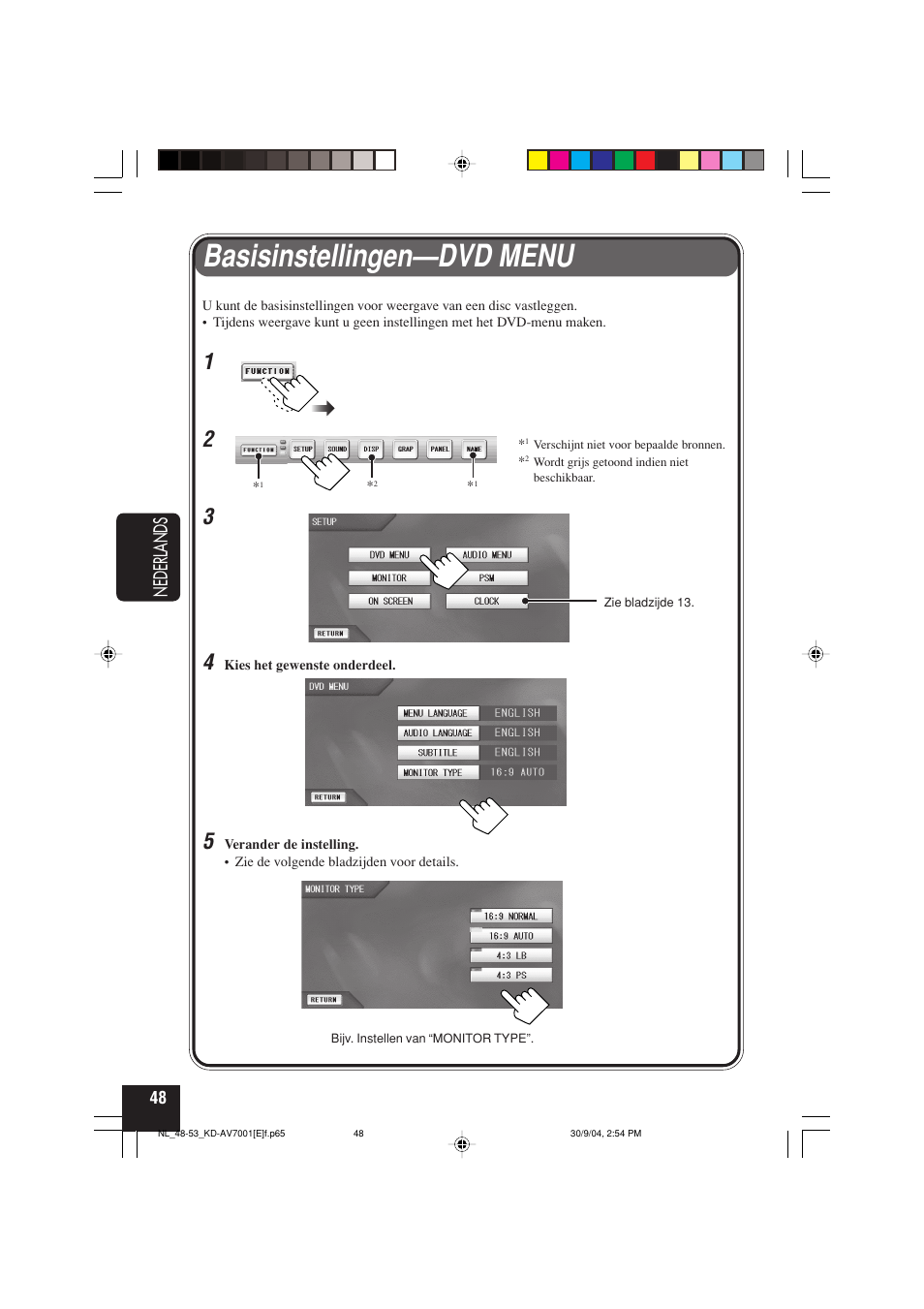 Basisinstellingen—dvd menu, Nederlands | JVC KD-AV7001 User Manual | Page 318 / 363