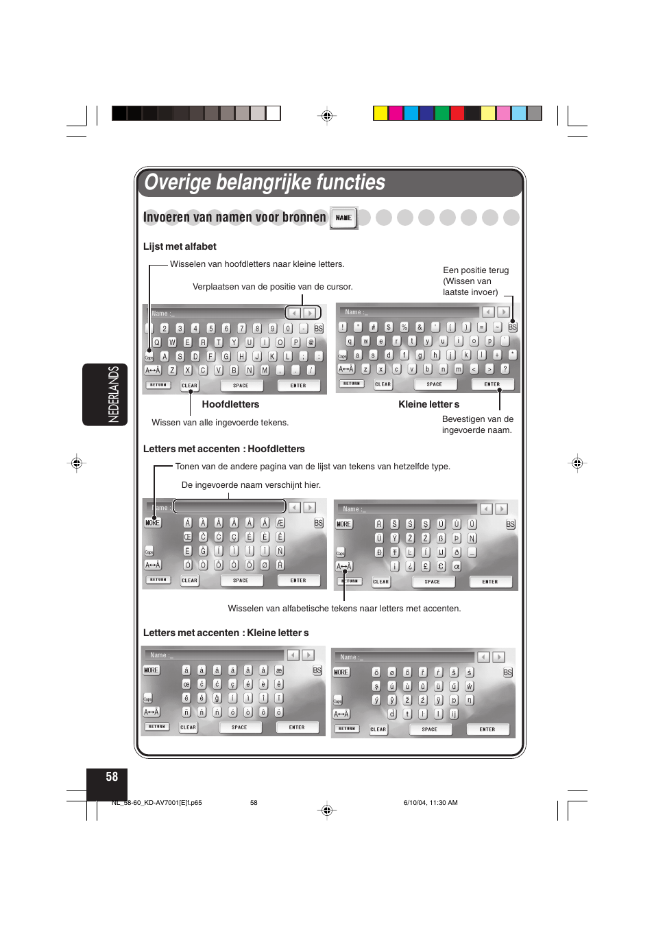 Overige belangrijke functies, Nederlands, Invoeren van namen voor bronnen | JVC KD-AV7001 User Manual | Page 328 / 363