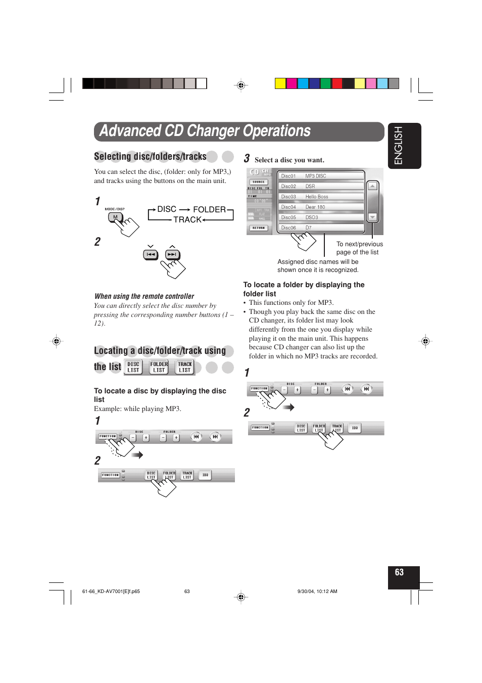 Advanced cd changer operations | JVC KD-AV7001 User Manual | Page 63 / 363