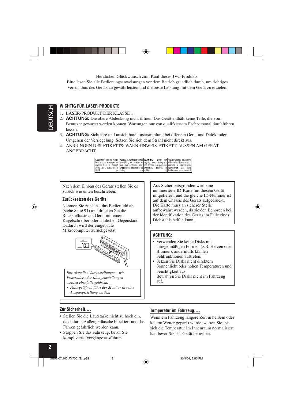 Deutsch | JVC KD-AV7001 User Manual | Page 92 / 363