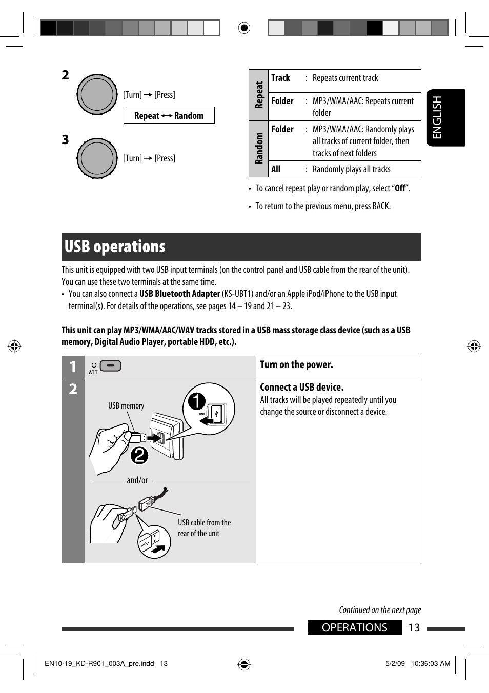 Usb operations | JVC KD-R901 User Manual | Page 13 / 185