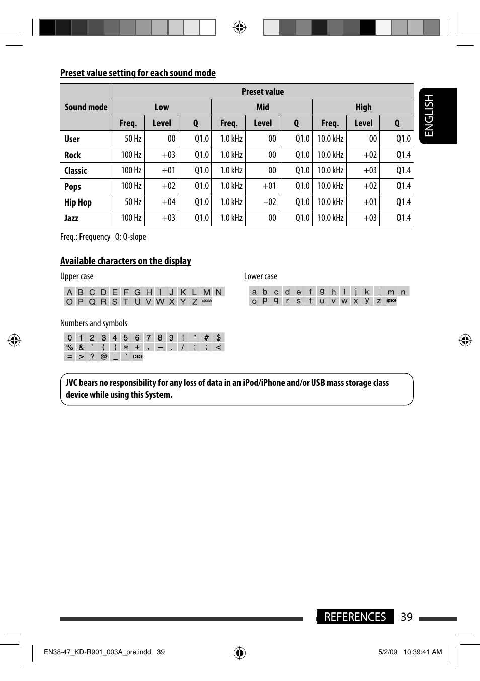 English 39 references | JVC KD-R901 User Manual | Page 39 / 185