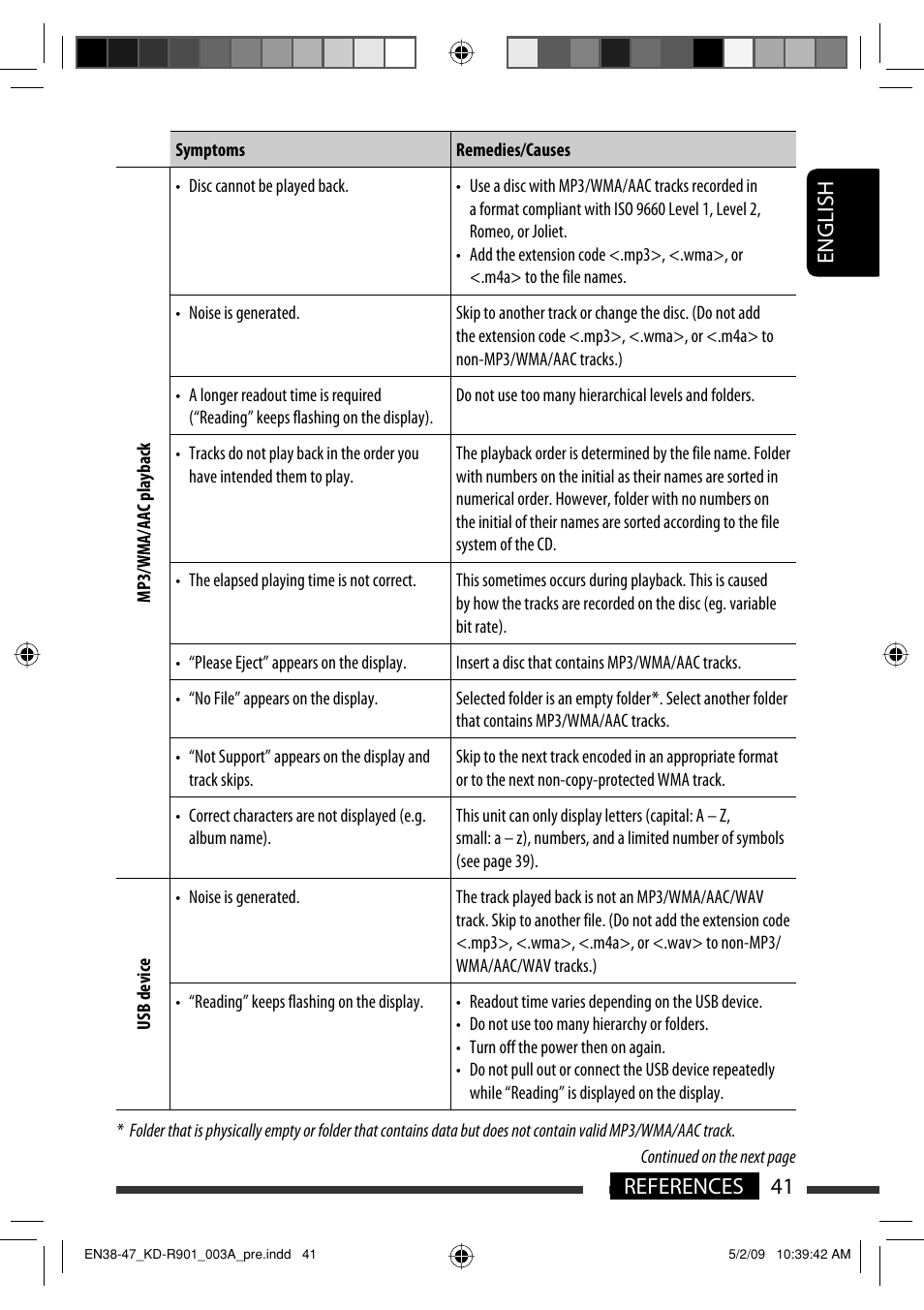 English 41 references | JVC KD-R901 User Manual | Page 41 / 185