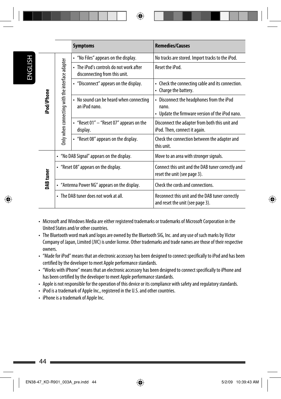 English 44 | JVC KD-R901 User Manual | Page 44 / 185