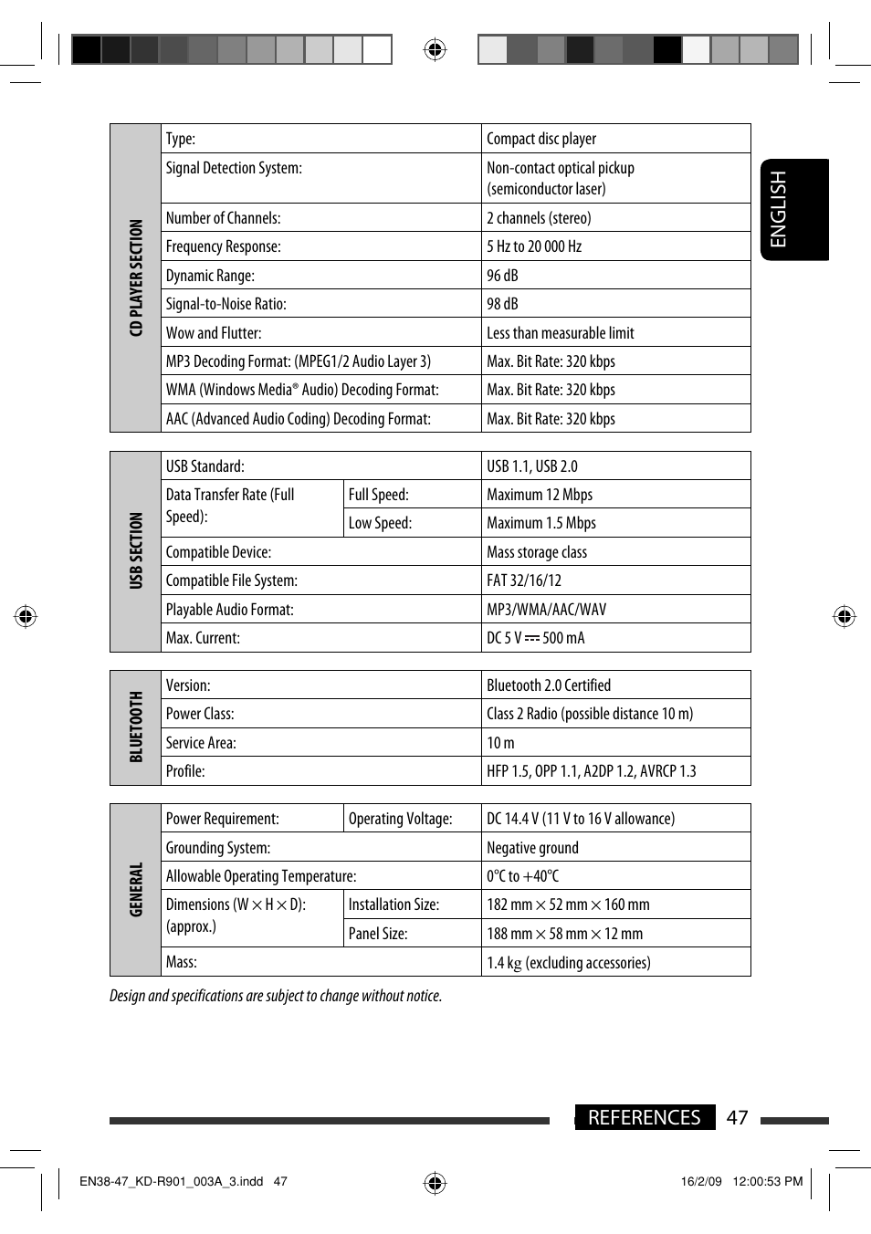 English 47 references | JVC KD-R901 User Manual | Page 47 / 185