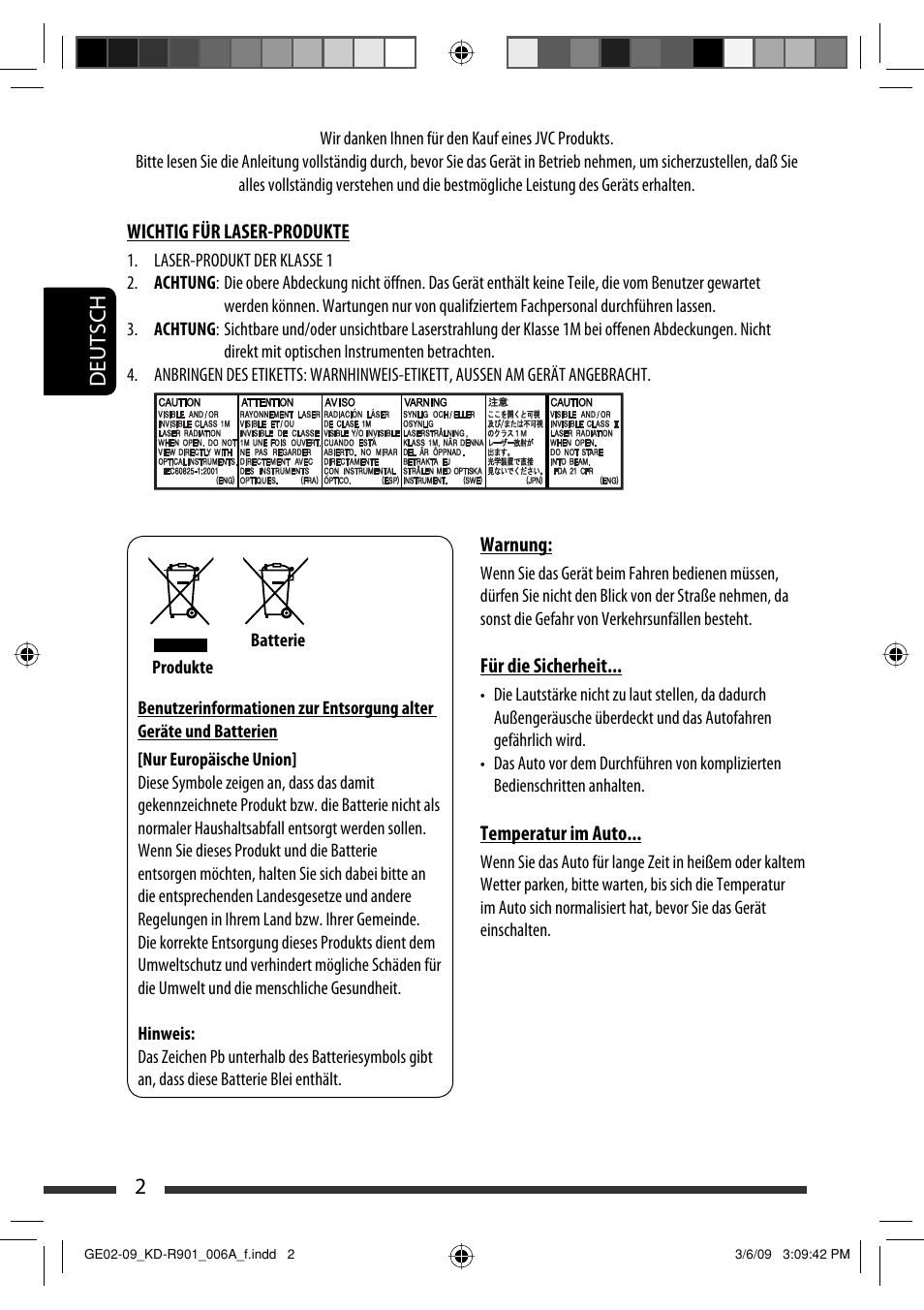 Deutsch 2 | JVC KD-R901 User Manual | Page 48 / 185