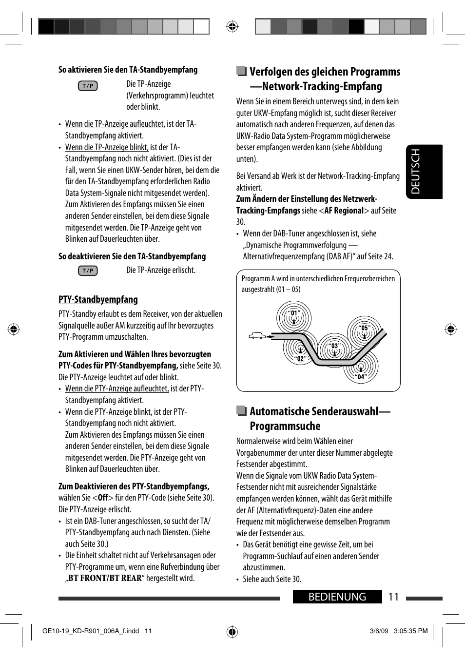 Automatische senderauswahl— programmsuche, Deutsch 11 bedienung | JVC KD-R901 User Manual | Page 57 / 185