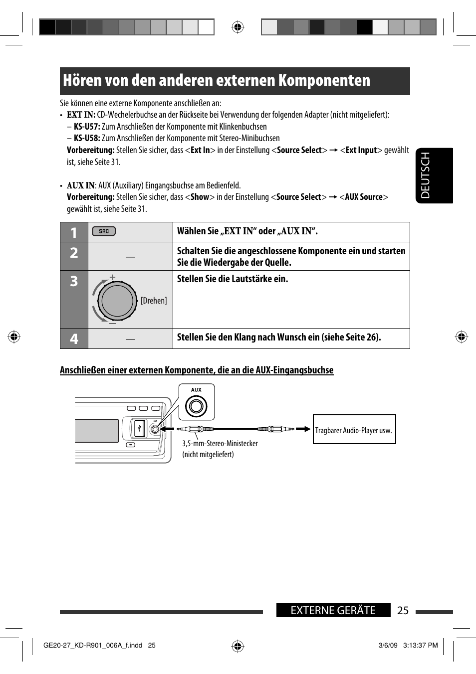 Hören von den anderen externen komponenten | JVC KD-R901 User Manual | Page 71 / 185