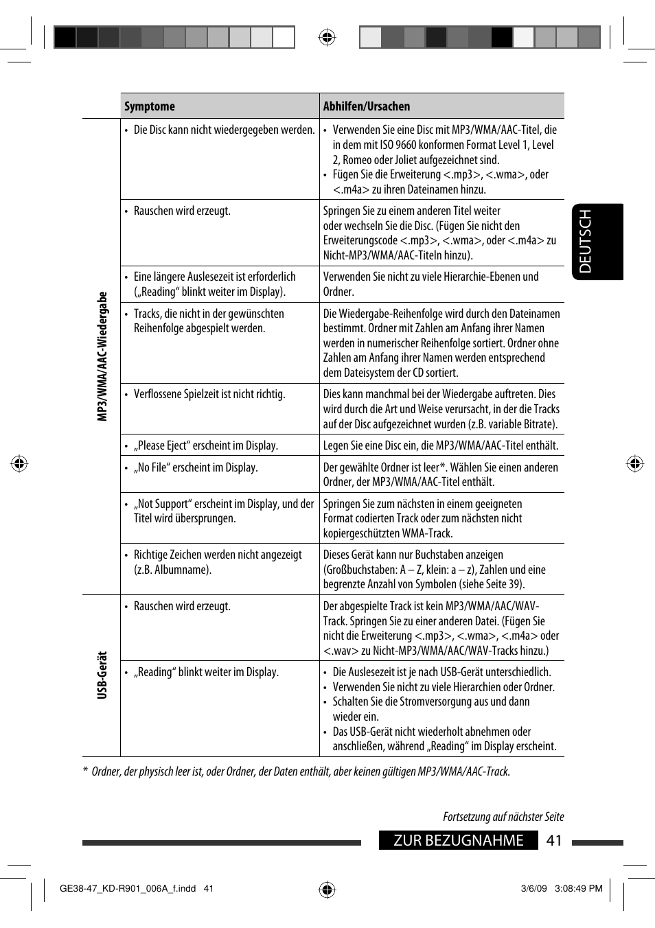 Deutsch 41 zur bezugnahme | JVC KD-R901 User Manual | Page 87 / 185