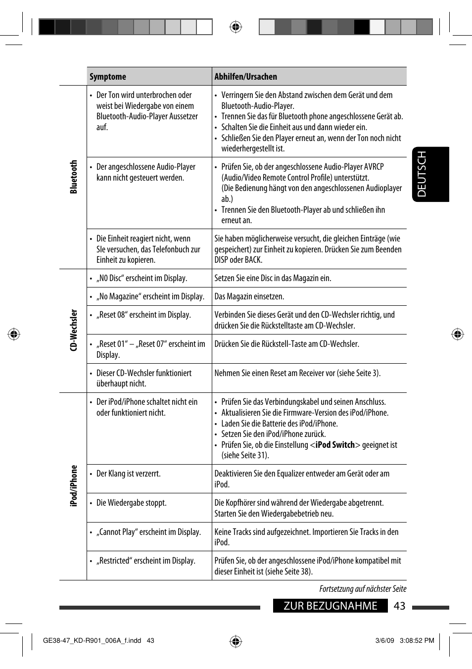 Deutsch 43 zur bezugnahme | JVC KD-R901 User Manual | Page 89 / 185