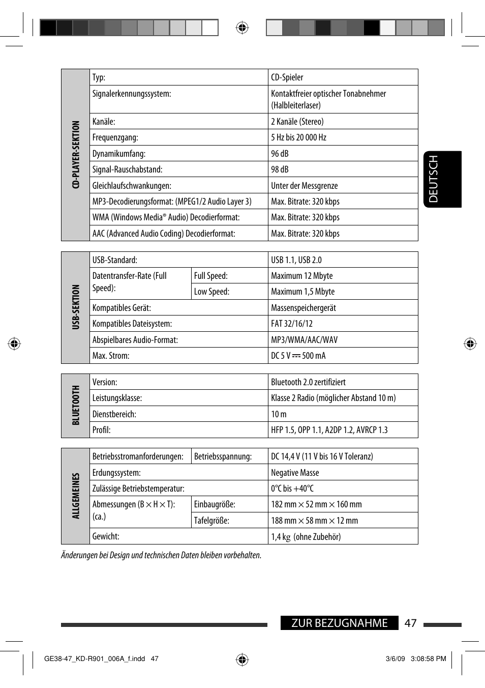 Deutsch 47 zur bezugnahme | JVC KD-R901 User Manual | Page 93 / 185