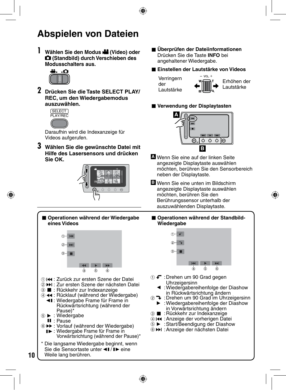 Abspielen von dateien, Abspielen.von.dateien | JVC GZ-MS90 User Manual | Page 10 / 60