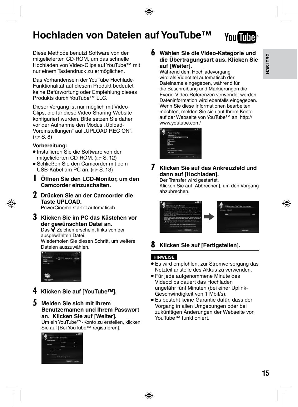 Hochladen von dateien auf youtube, Hochladen.von.dateien.auf, Youtube | Hochladen.von.dateien.auf.youtube | JVC GZ-MS90 User Manual | Page 15 / 60