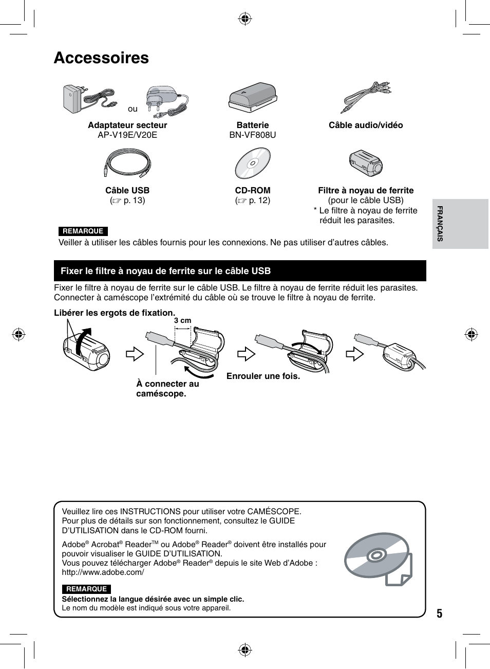 Accessoires | JVC GZ-MS90 User Manual | Page 45 / 60