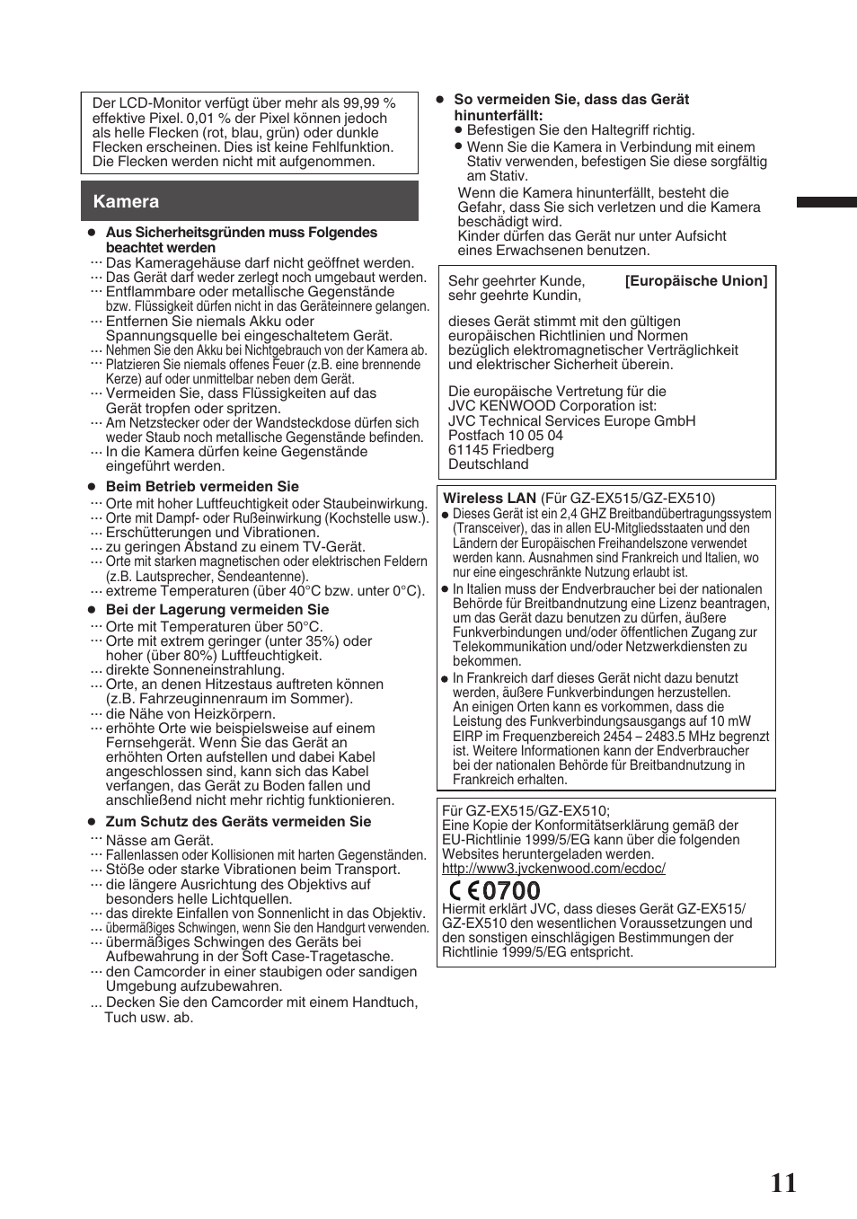JVC GZ-EX515 User Manual | Page 11 / 100