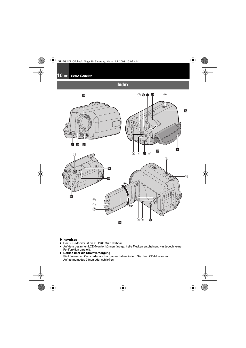 Index | JVC GR-D824 User Manual | Page 10 / 120