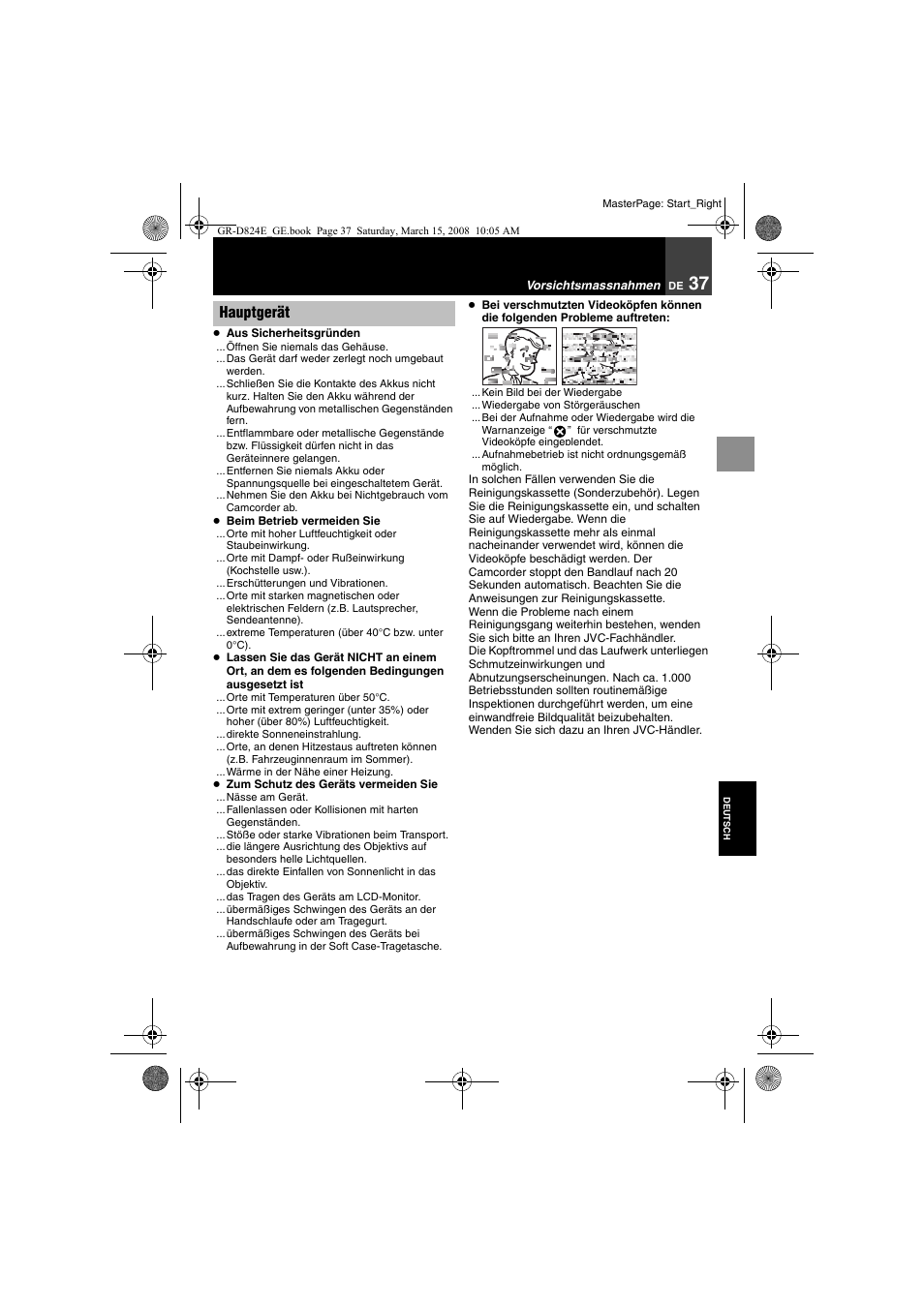 Hauptgerät | JVC GR-D824 User Manual | Page 37 / 120