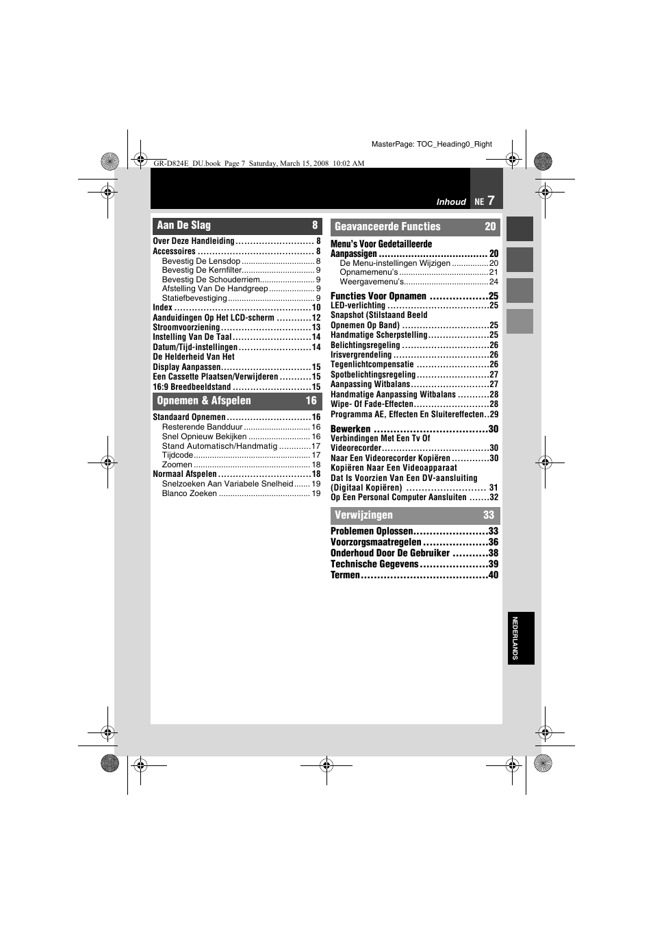 Inhoud | JVC GR-D824 User Manual | Page 47 / 120