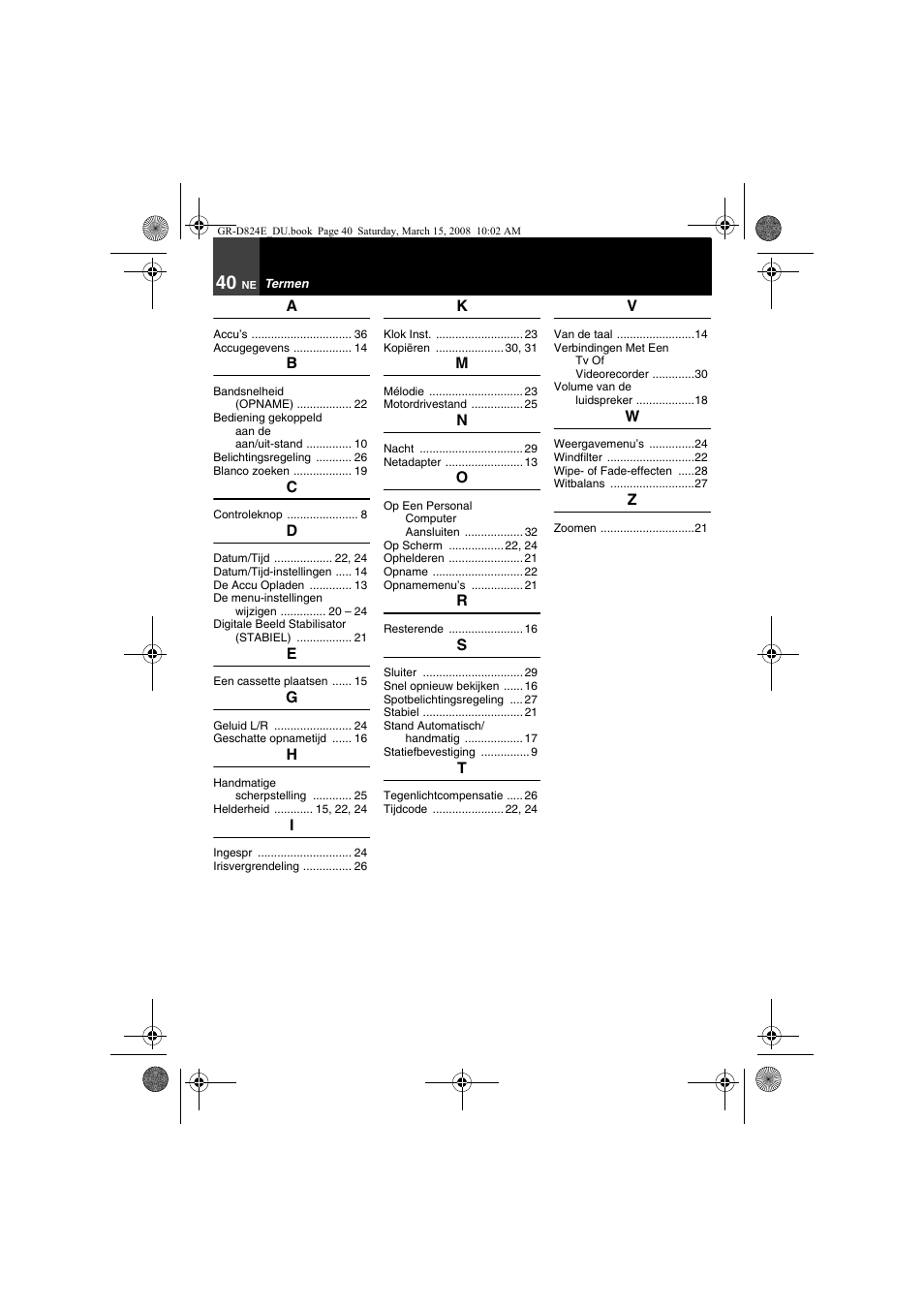 Termen | JVC GR-D824 User Manual | Page 80 / 120