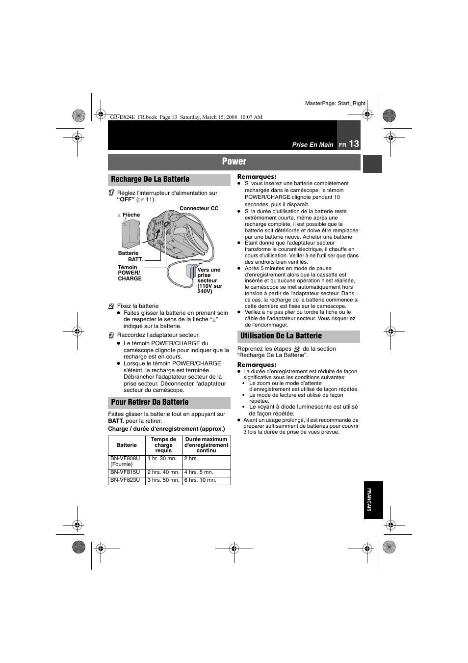 Power | JVC GR-D824 User Manual | Page 93 / 120