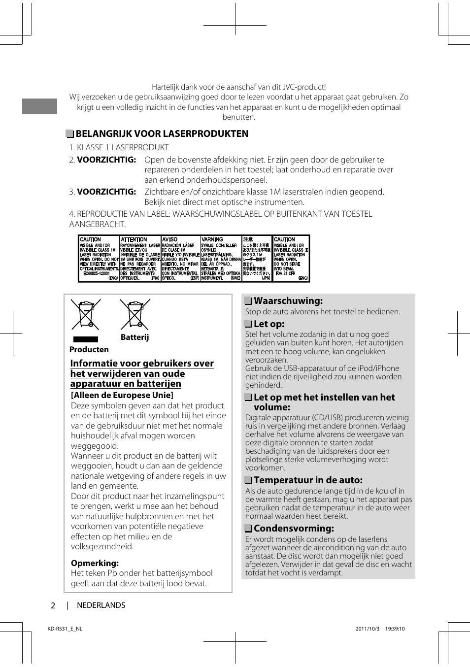 JVC KD-R531 User Manual | Page 2 / 74
