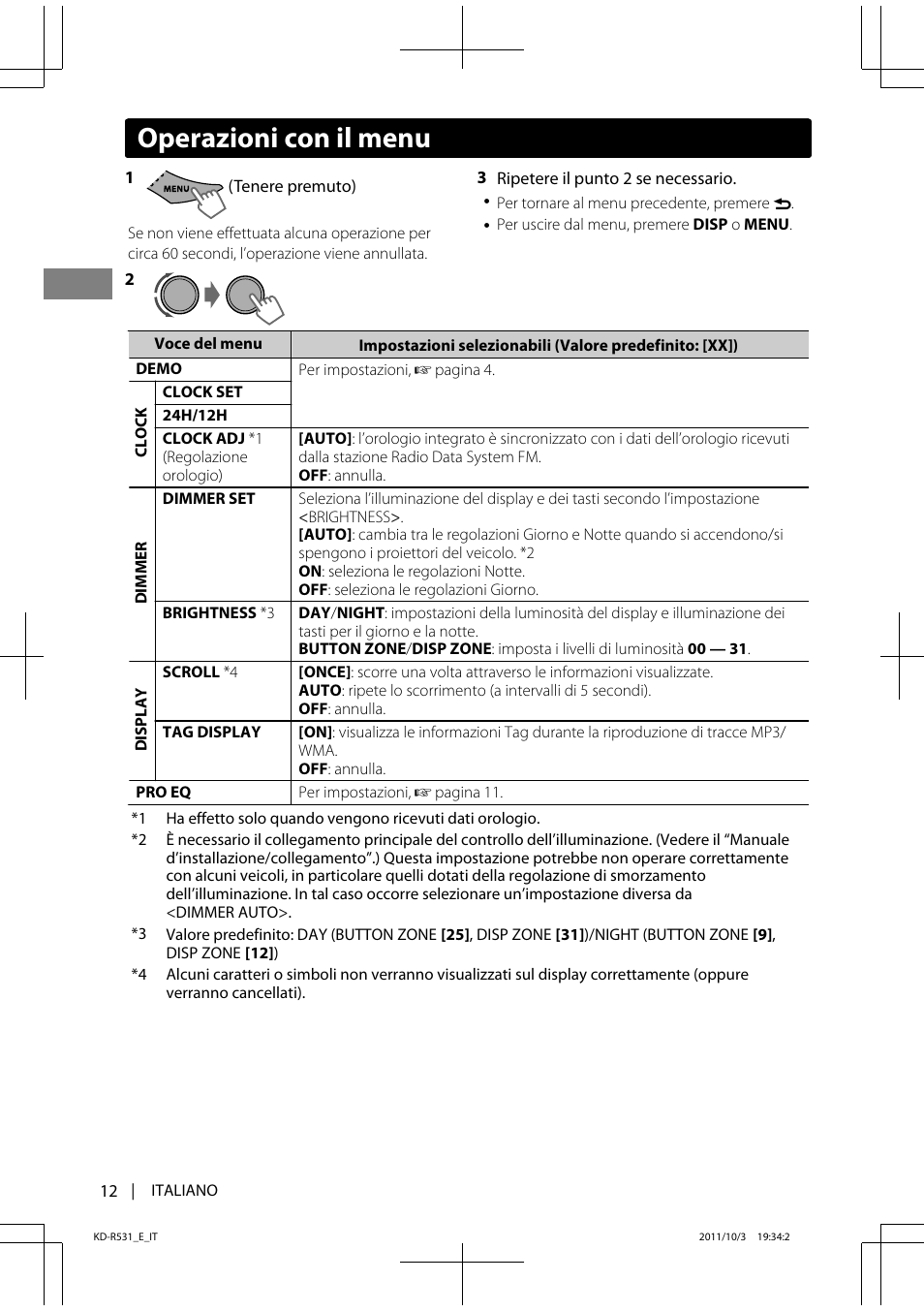 Operazioni con il menu | JVC KD-R531 User Manual | Page 48 / 74